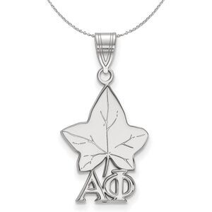 Sterling Silver Alpha Phi Medium Pendant Necklace - 24 Inch